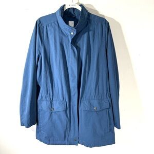 J. Jill Outdoor Anorak Packable Hooded Jacket Coat Blue Sz Large